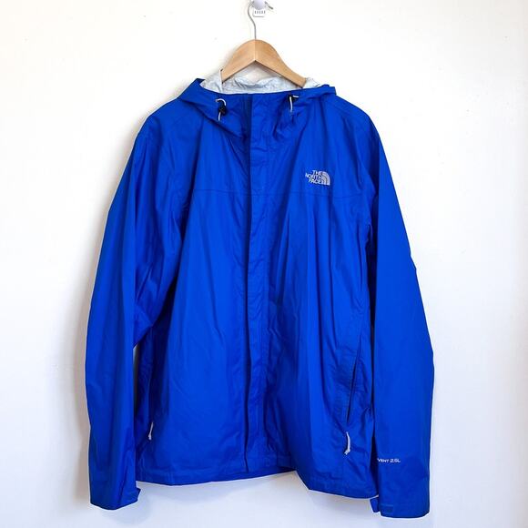 North Face Hyvent 2.5L Venture Mens Rain Jacket Size XL Blue Hooded Waterproof - Picture 1 of 12